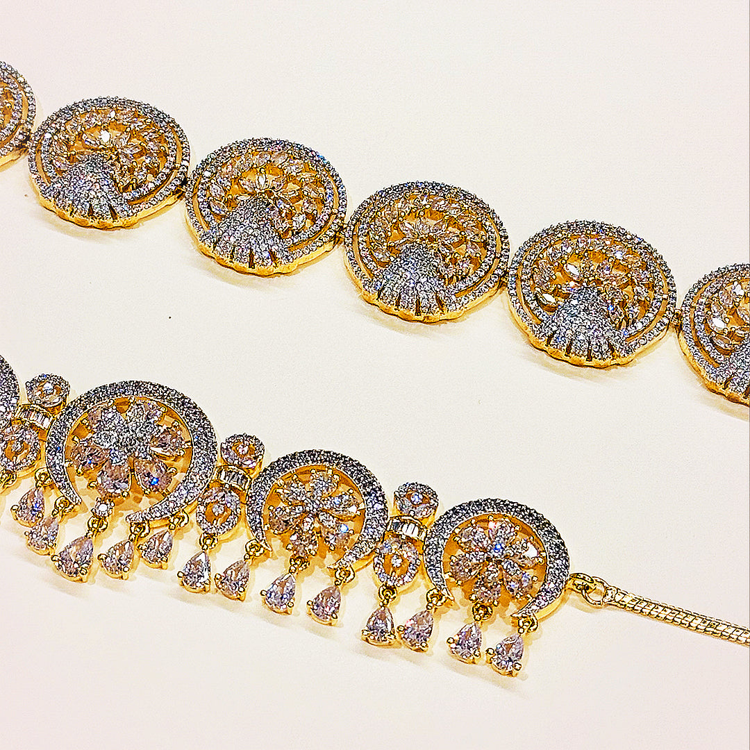 Ana Necklace Set – Circular CZ Radiance With Floral Detailing