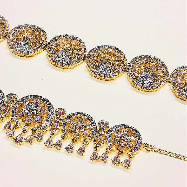 Ana Necklace Set – Circular CZ Radiance With Floral Detailing