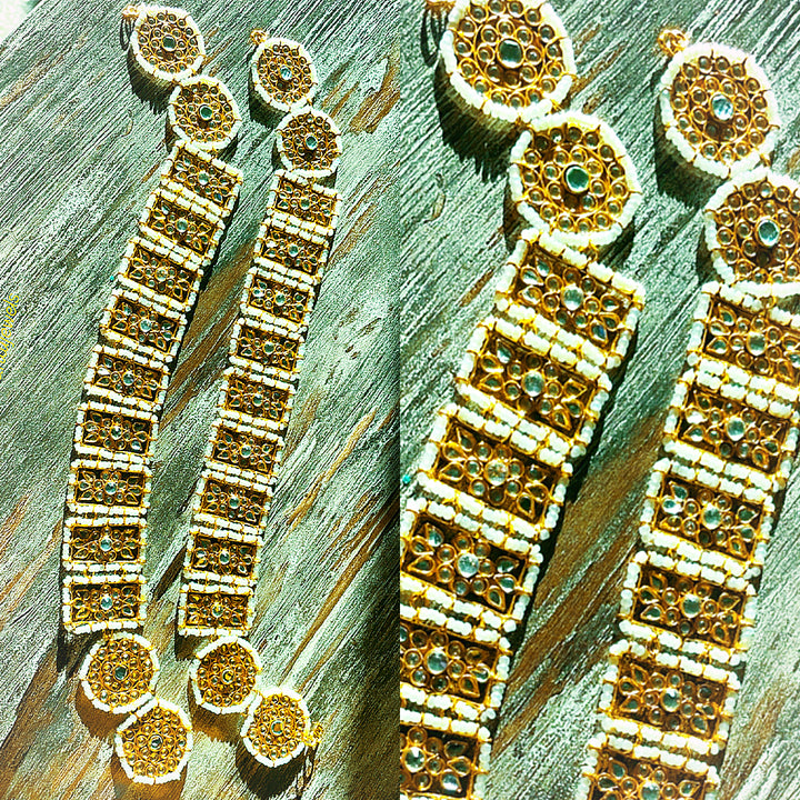 Zara Kundan & White Pearl Matha Patti In Gold Plating