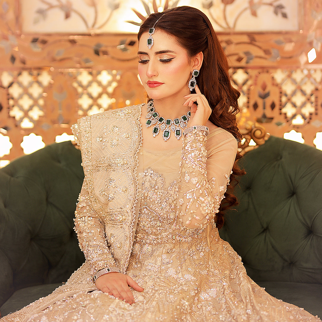 Alina Emerald-Cut CZ Bridal Necklace Set With Earrings & Bindiya