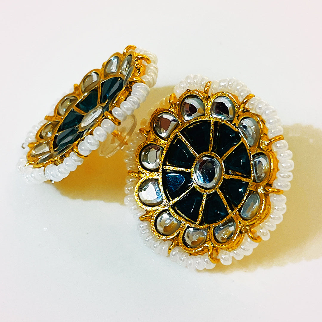 Shakeela Meena Kari Gold Plated Kundan Studs