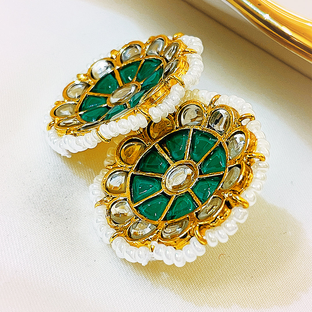 Shakeela Meena Kari Gold Plated Kundan Studs