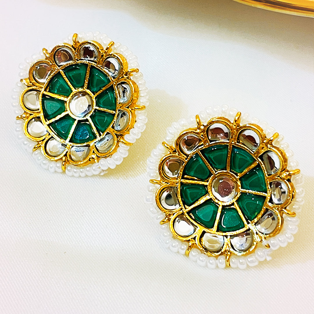 Shakeela Meena Kari Gold Plated Kundan Studs