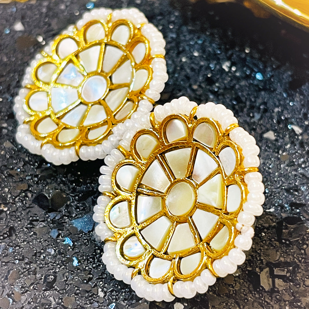 Shakeela Meena Kari Gold Plated Kundan Studs