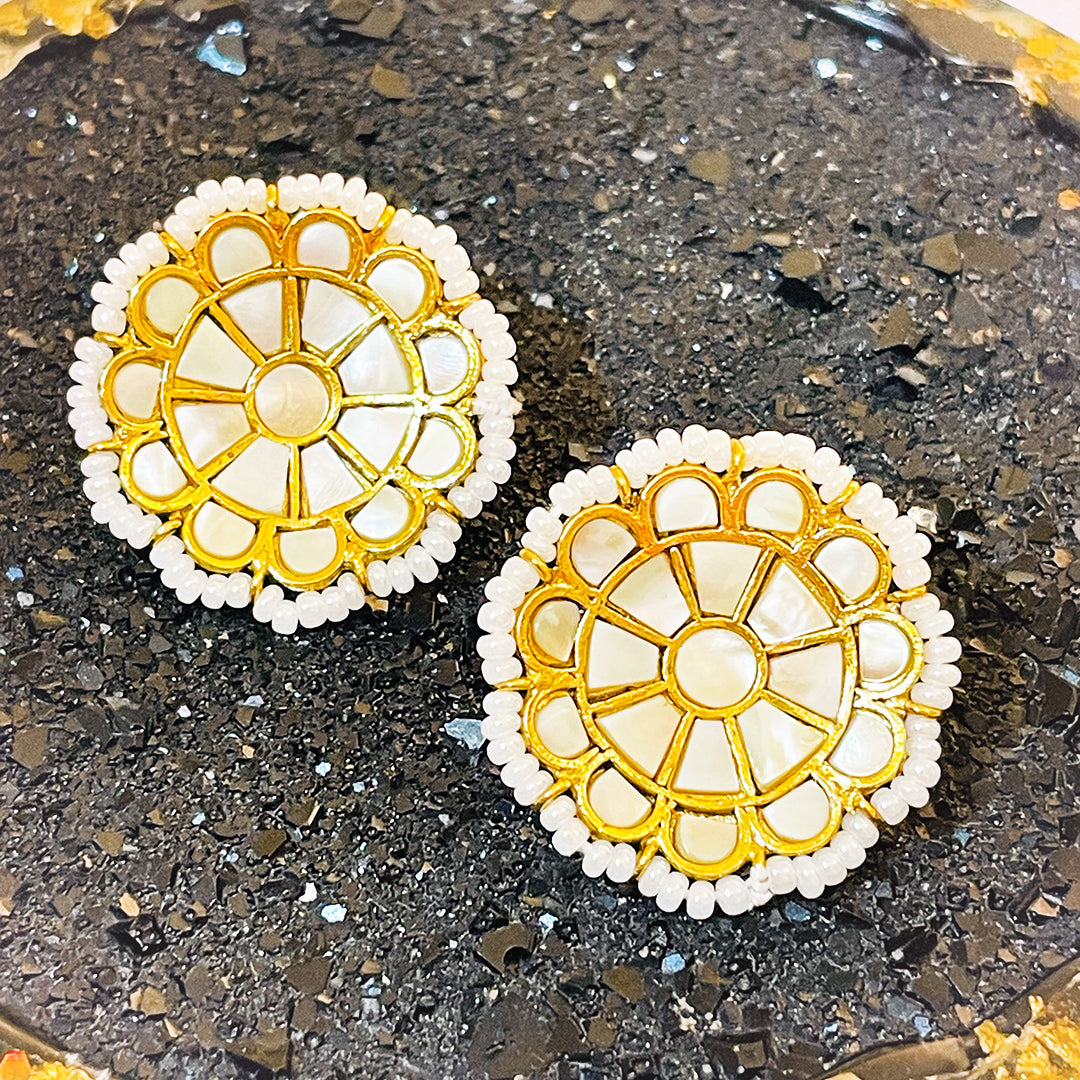 Shakeela Meena Kari Gold Plated Kundan Studs