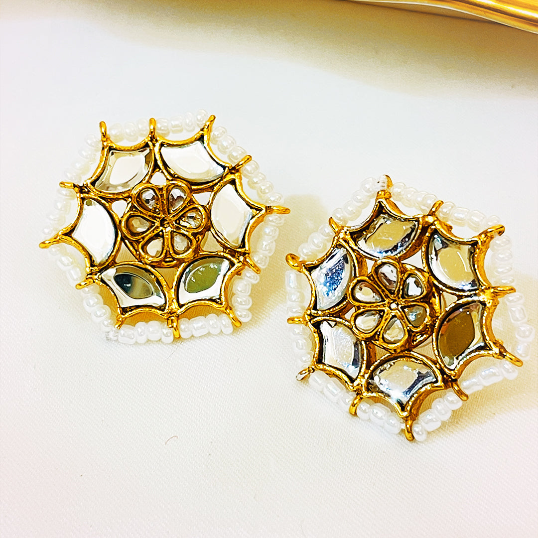 Shakeela Meena Kari Gold Plated Kundan Studs