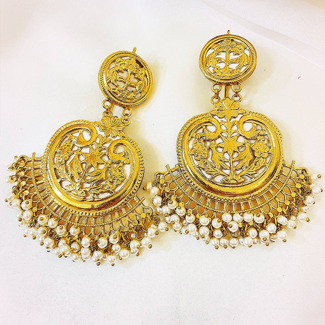 Kundan Gold-Plated Naubahar Earrings