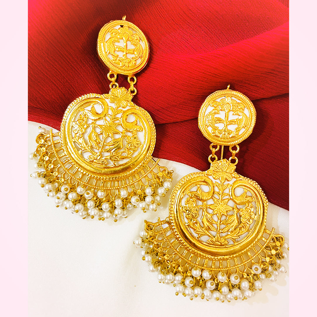 Kundan Gold-Plated Naubahar Earrings
