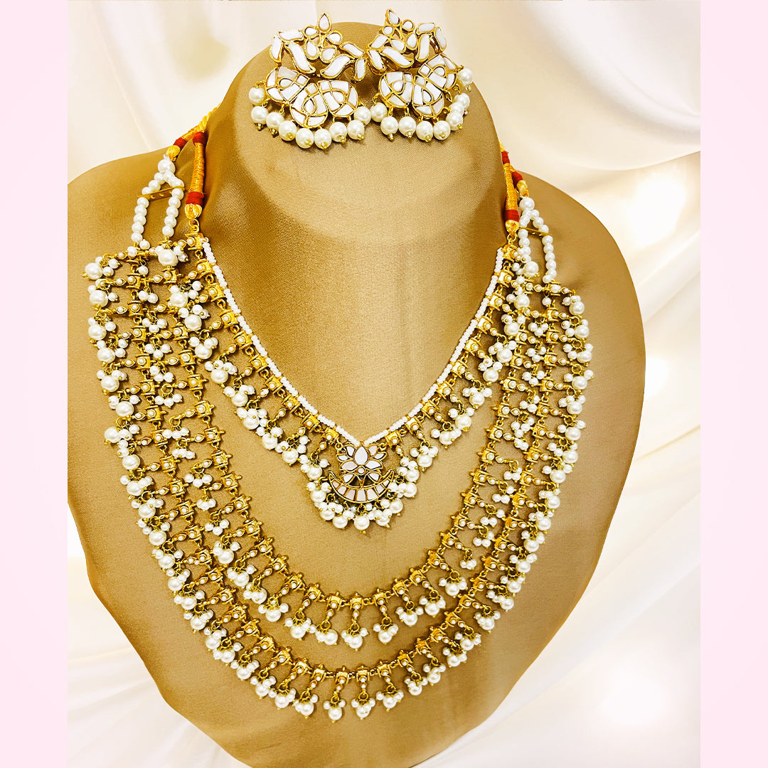 Shahbano Two Layered Kundan Mala With Pearl Detailing
