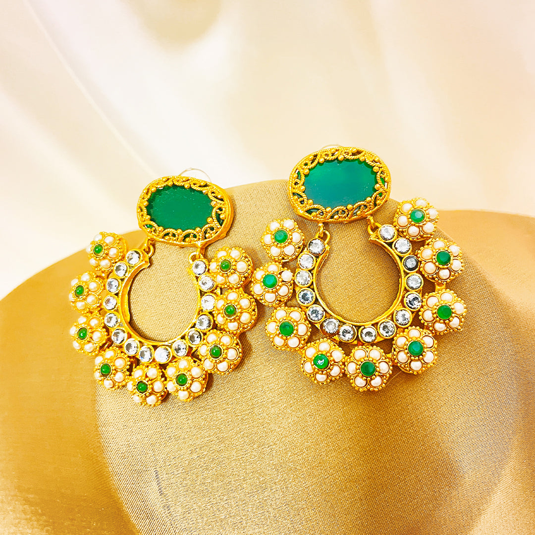 Kundan Gold-Plated Harem Earrings