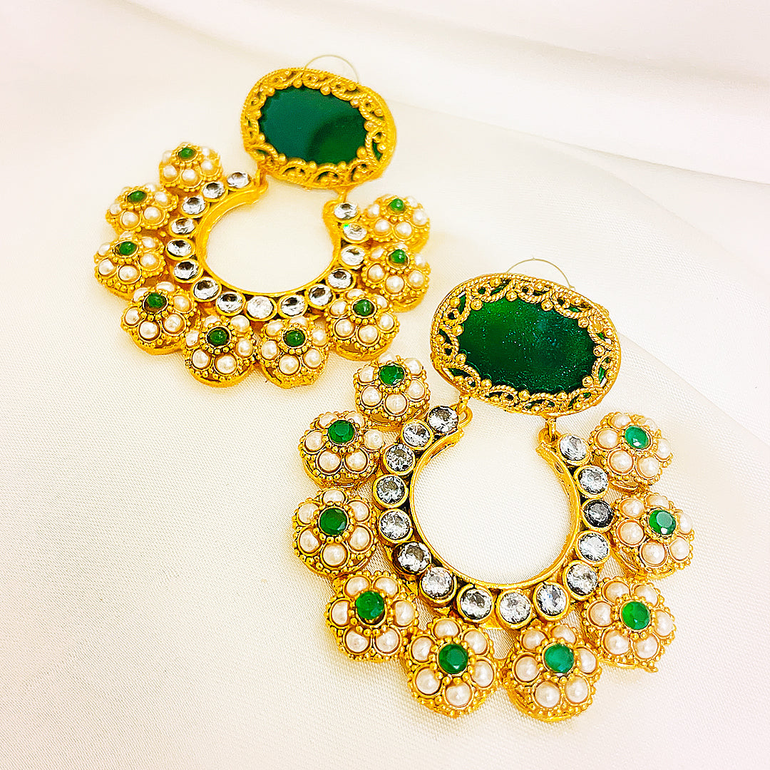 Kundan Gold-Plated Harem Earrings