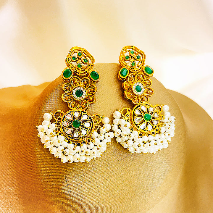 Kundan Gold-Plated Naghma Earrings