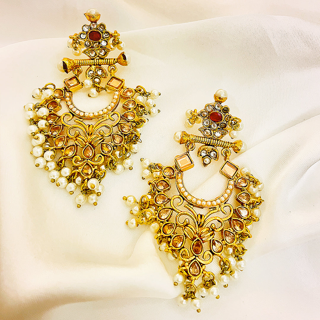 Kundan Gold-Plated Najmina Earrings