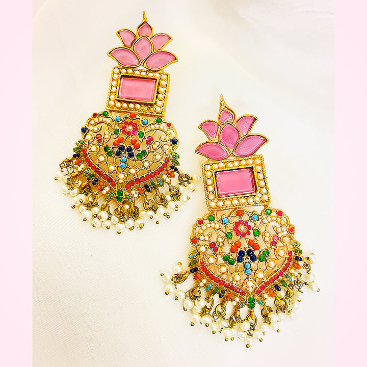 Kundan Gold-Plated Gulshan Earrings