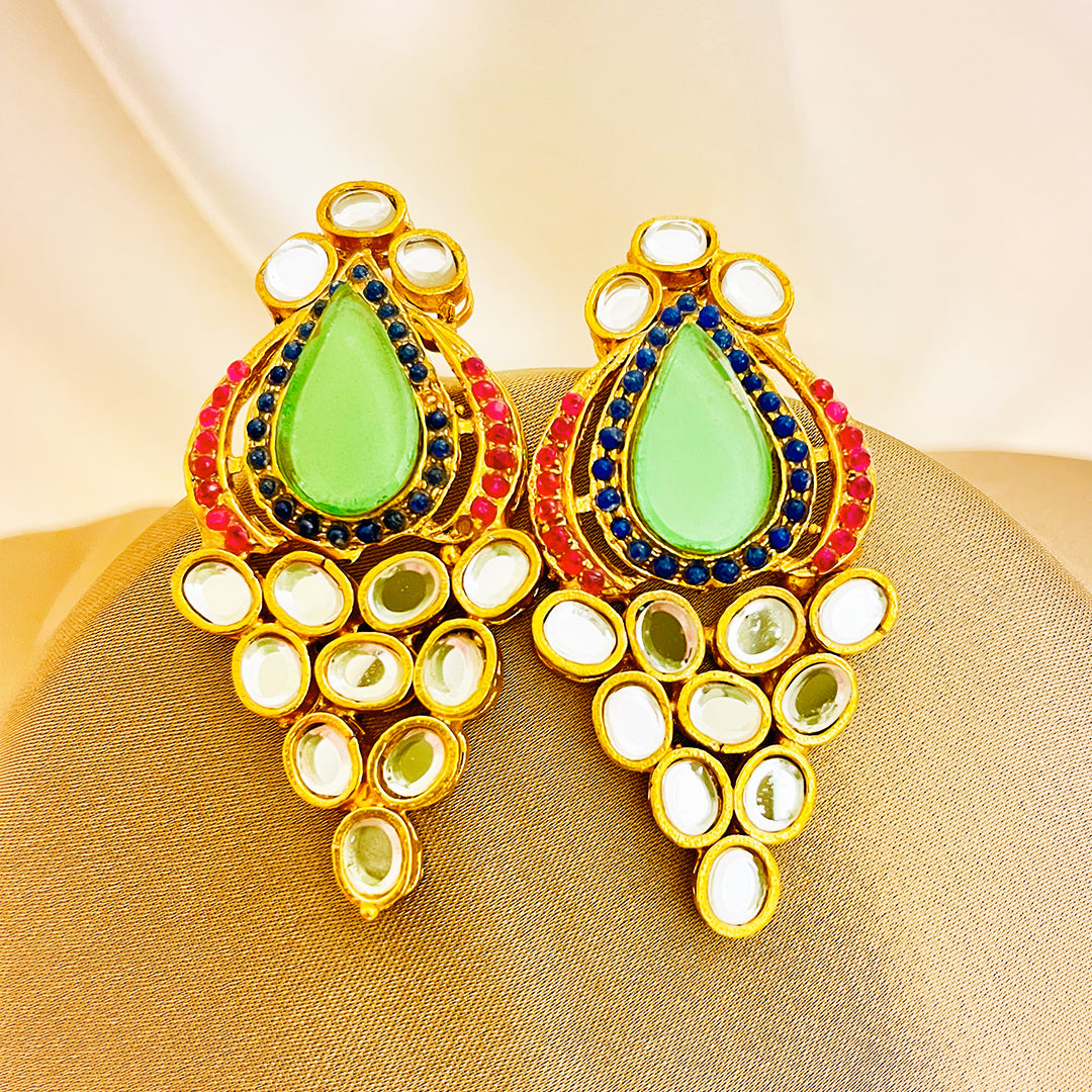 Kundan Gold-Plated Gulhaya Earrings