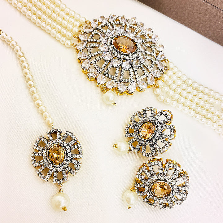 Easter Bloom 4-Piece Pearl-Strand CZ Choker Set