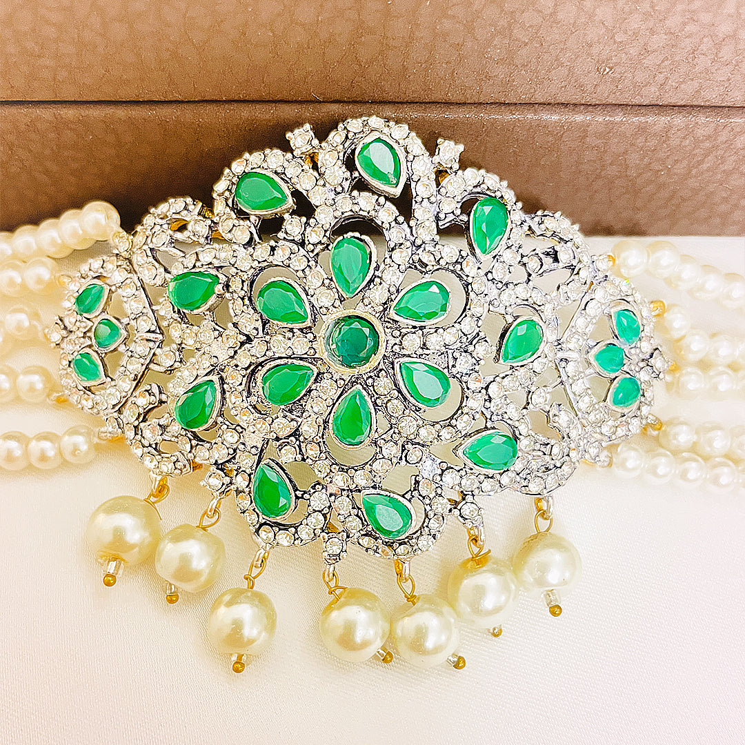 Nureh 4-Piece Pearl CZ Choker Set