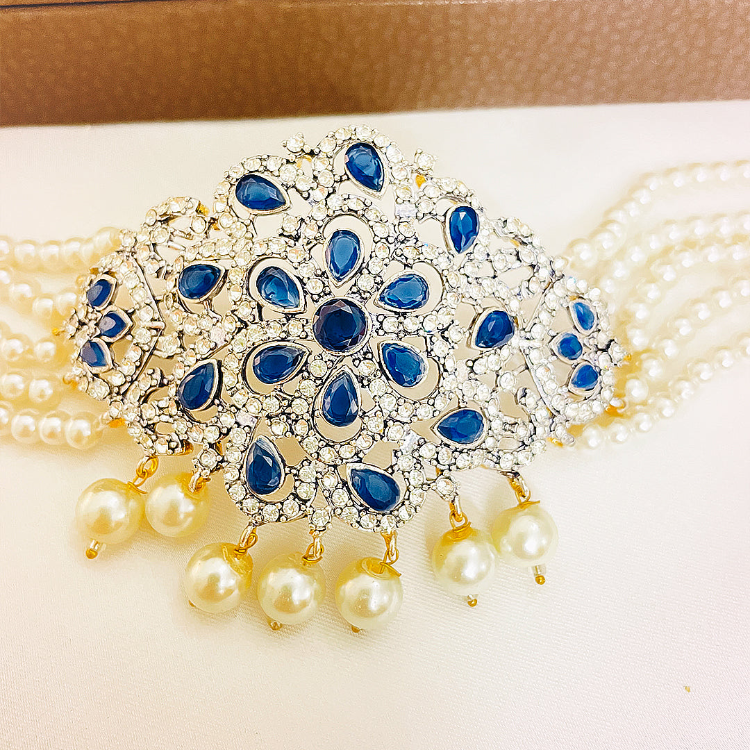 Nureh 4-Piece Pearl CZ Choker Set