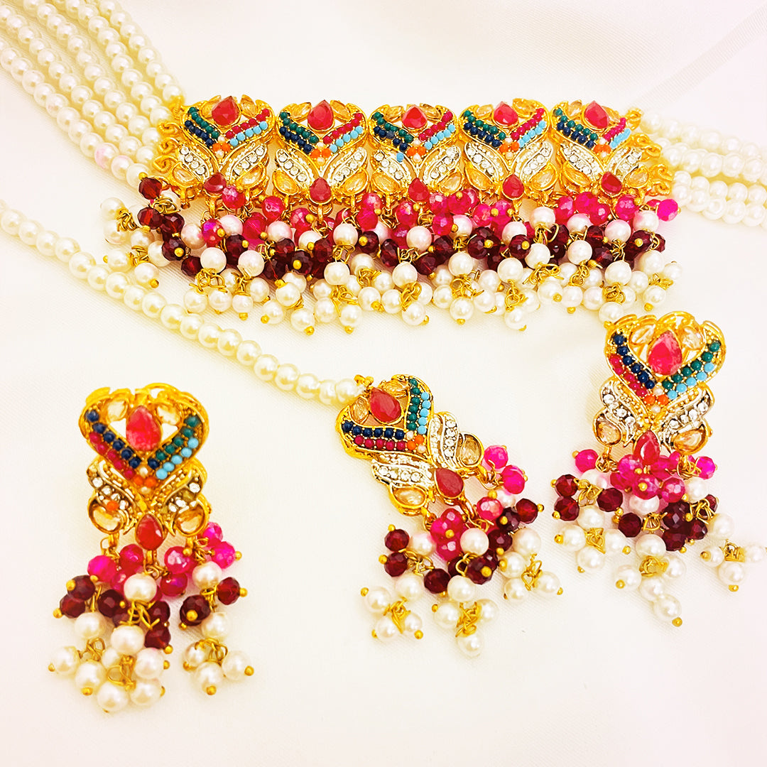 Meher 4-Piece Pearl CZ Choker Set