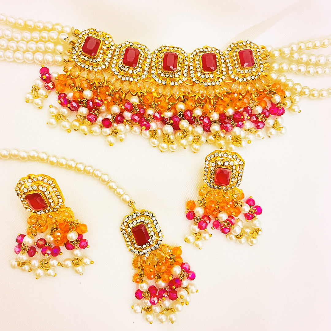 Meher 4-Piece Pearl CZ Choker Set