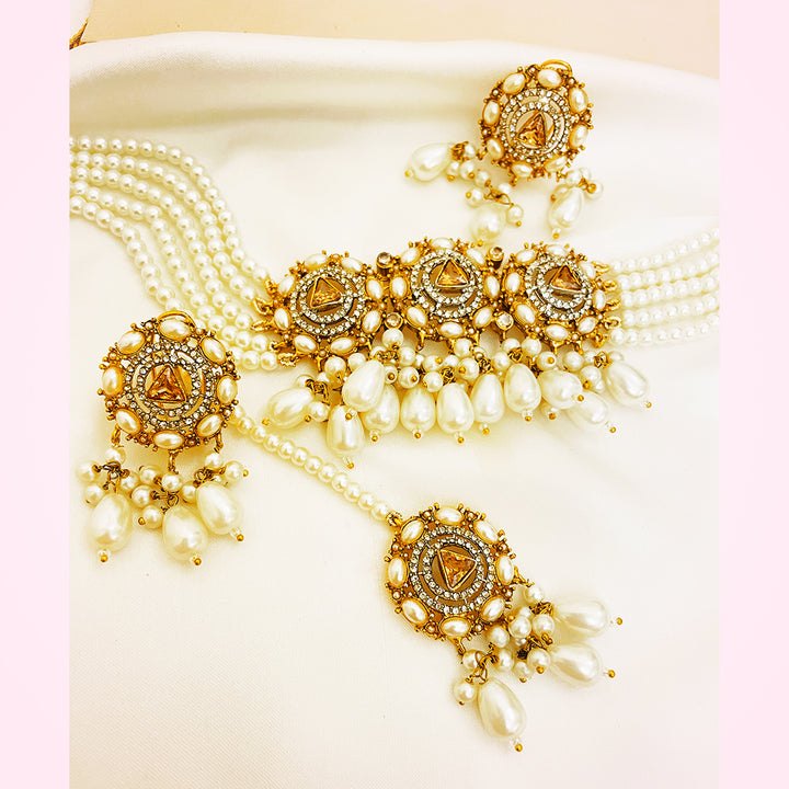 Aurora Grace 4-Piece Pearl CZ Choker Set
