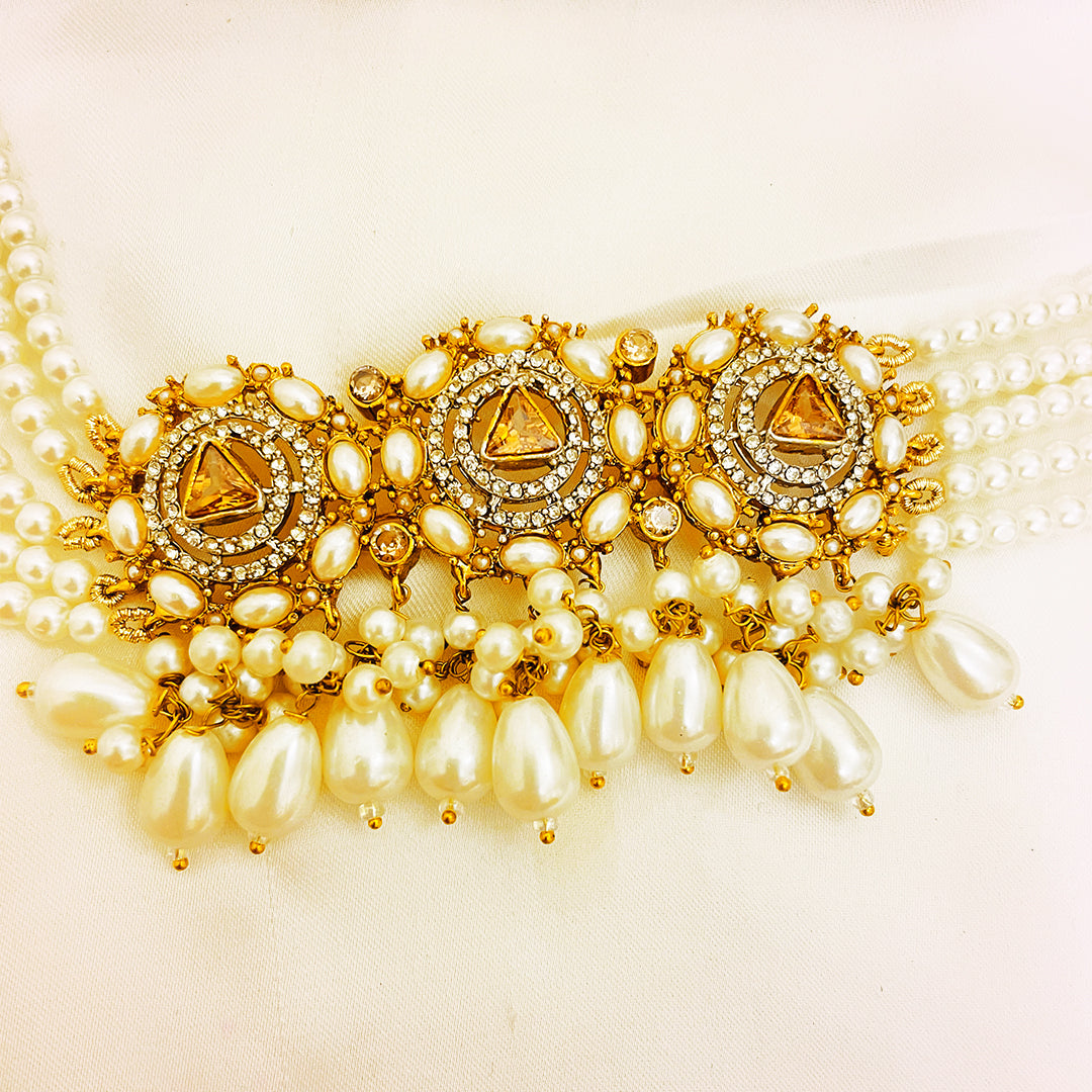 Aurora Grace 4-Piece Pearl CZ Choker Set