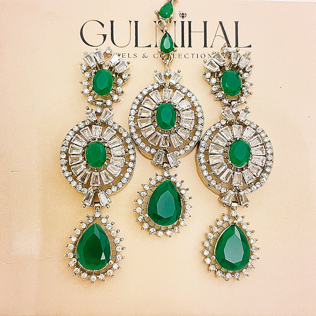 Aleena Earrings & Bindiya CZ Set
