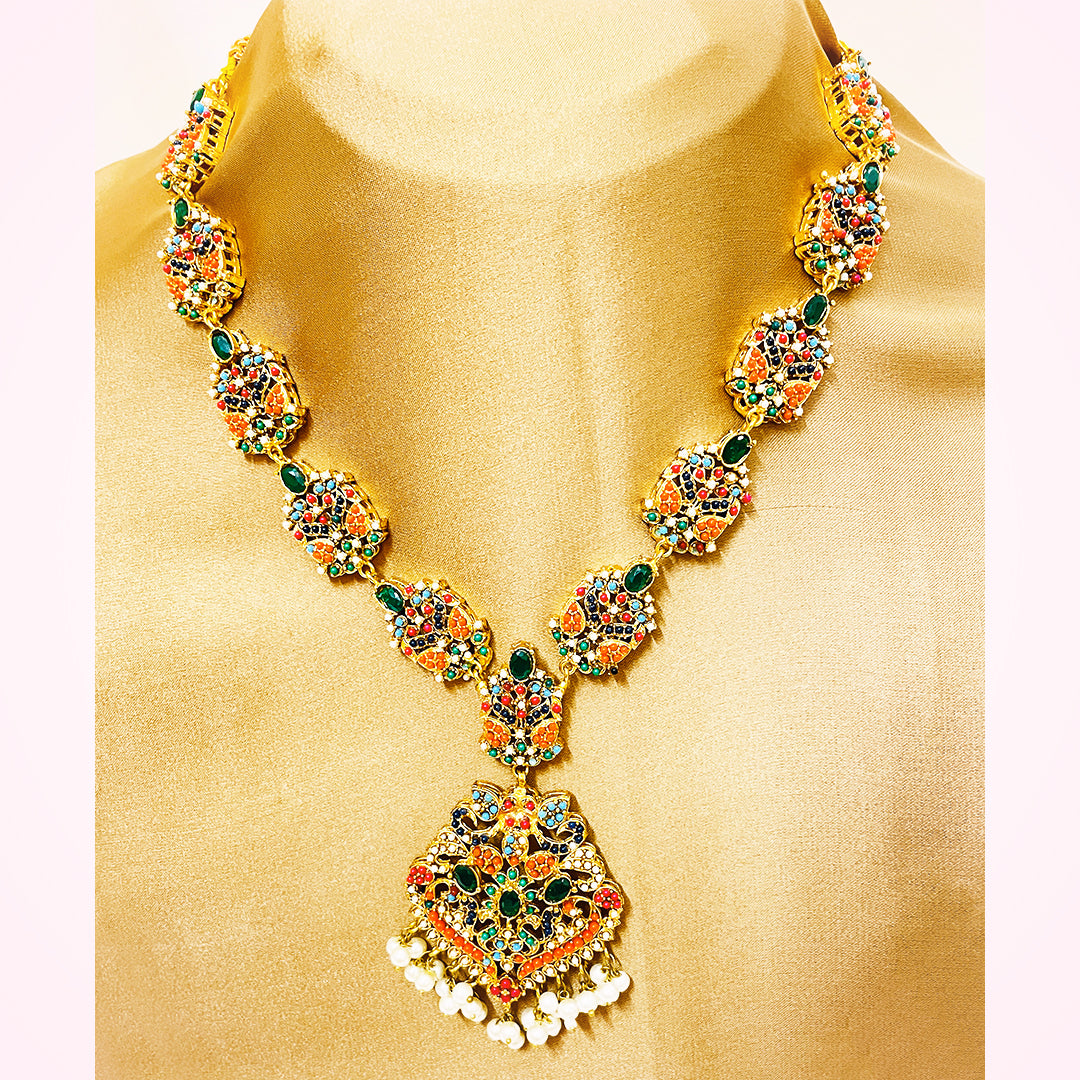 Norton 4-Piece Multicolor Kundan Necklace Set With Pearls & Intricate Detailing