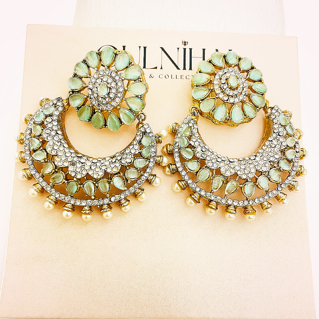 Meherbano Crystal-Cut Crescent Earrings