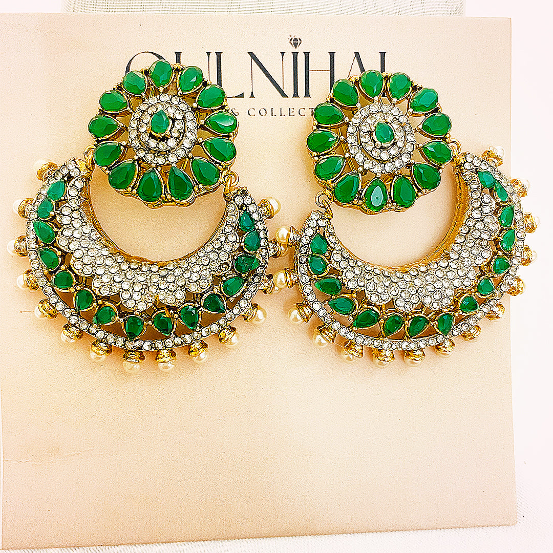 Meherbano Crystal-Cut Crescent Earrings