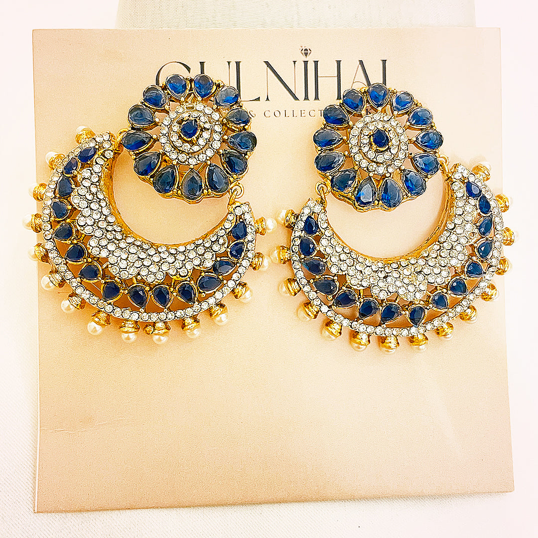 Meherbano Crystal-Cut Crescent Earrings