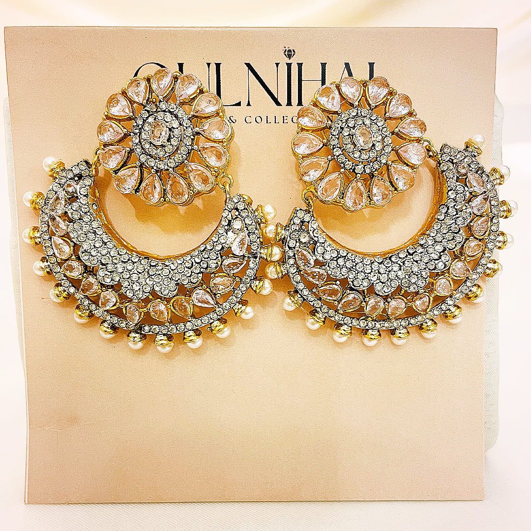 Meherbano Crystal-Cut Crescent Earrings