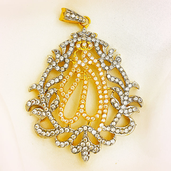 Curvy CZ Brass Pendant Allah