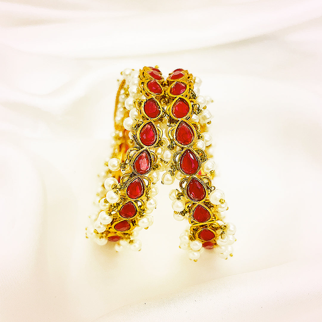 Beaded Multi-Stone & Ruby Brass Bangles