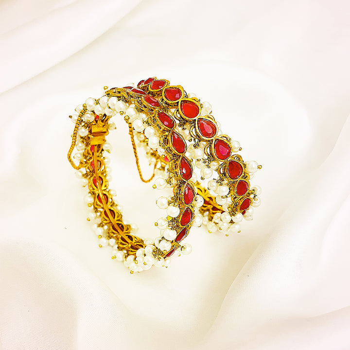 Beaded Multi-Stone & Ruby Brass Bangles