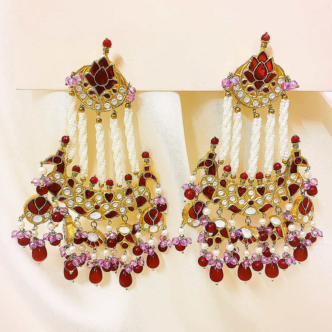 Perizaad Tappa Kundan Gold-Plated Earrings – Extra Big yet Lightweight Lotus Motif Design