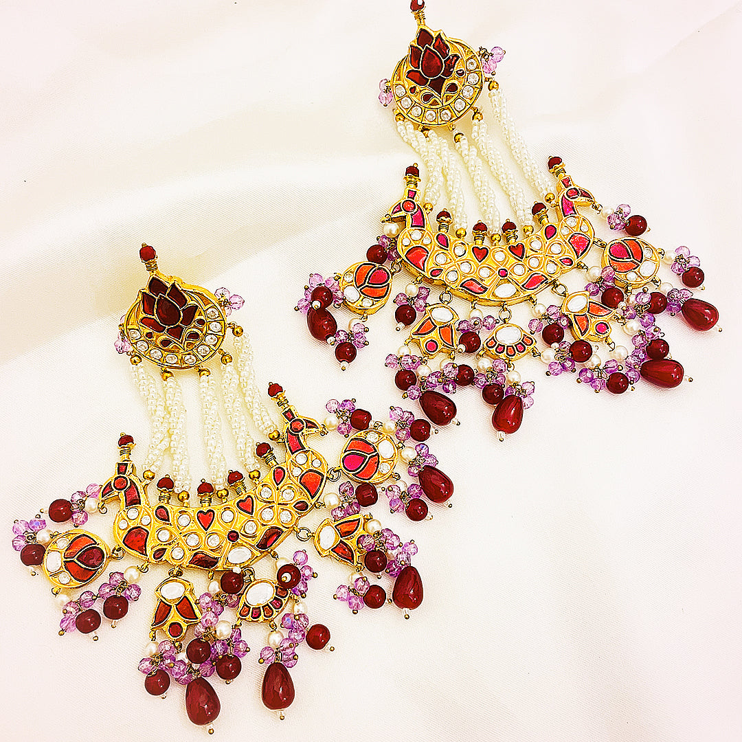 Perizaad Tappa Kundan Gold-Plated Earrings – Extra Big yet Lightweight Lotus Motif Design