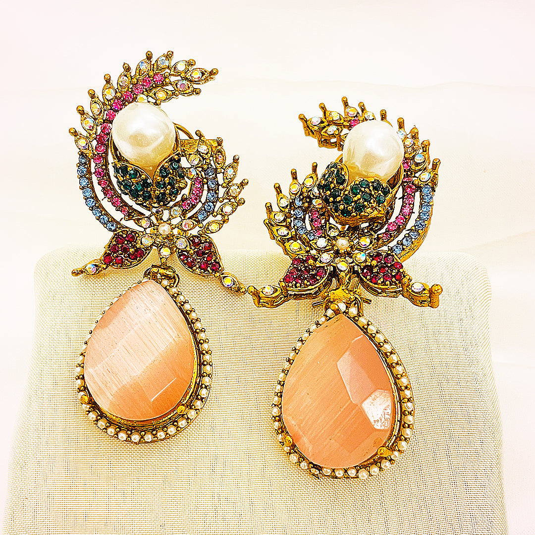 Ayat Pearl-Embellished Teardrop Turkish Earrings