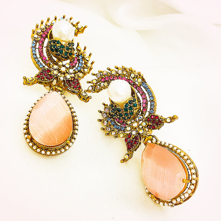 Ayat Pearl-Embellished Teardrop Turkish Earrings