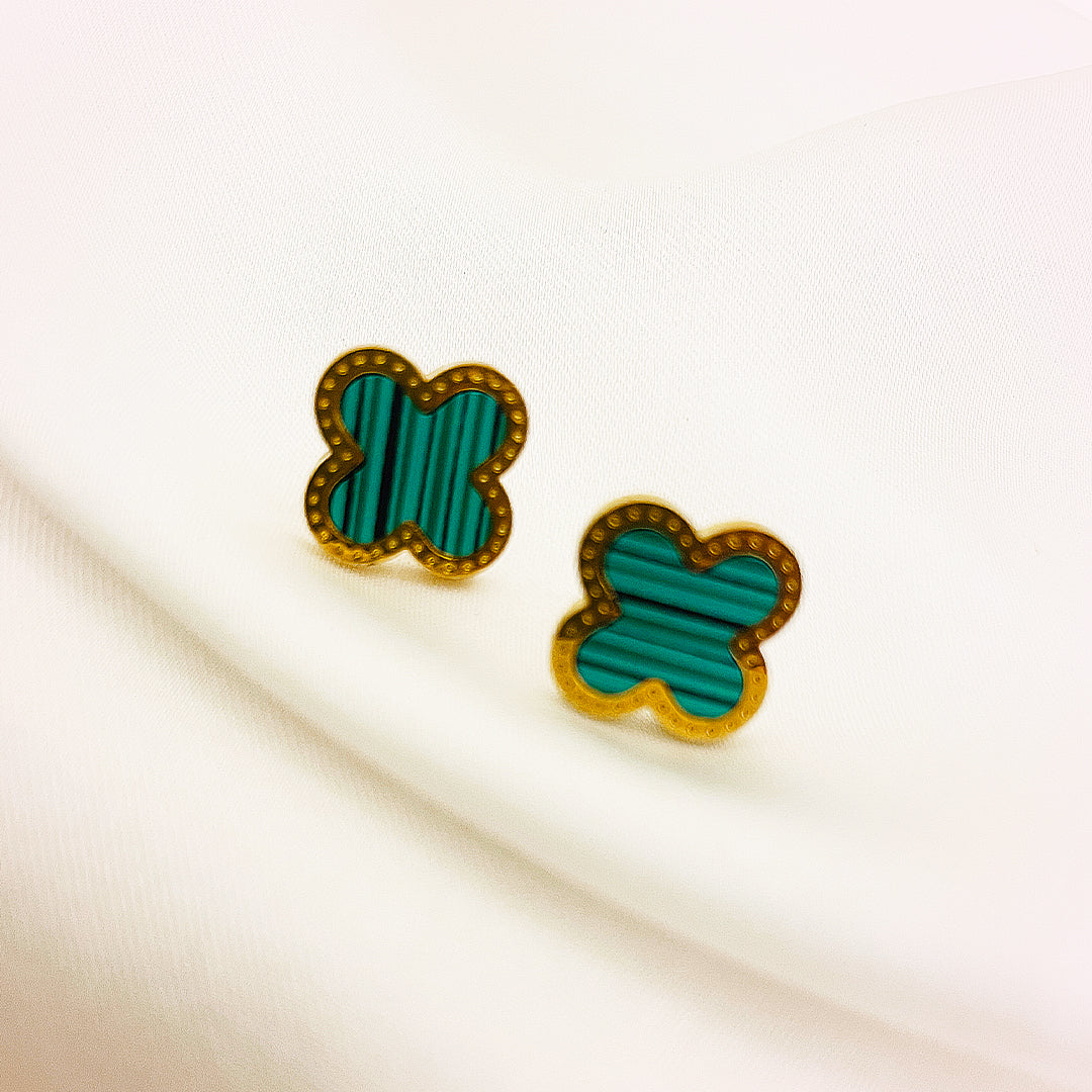 Avenile Clover Stainless Steel Studs – 18K Gold Plated