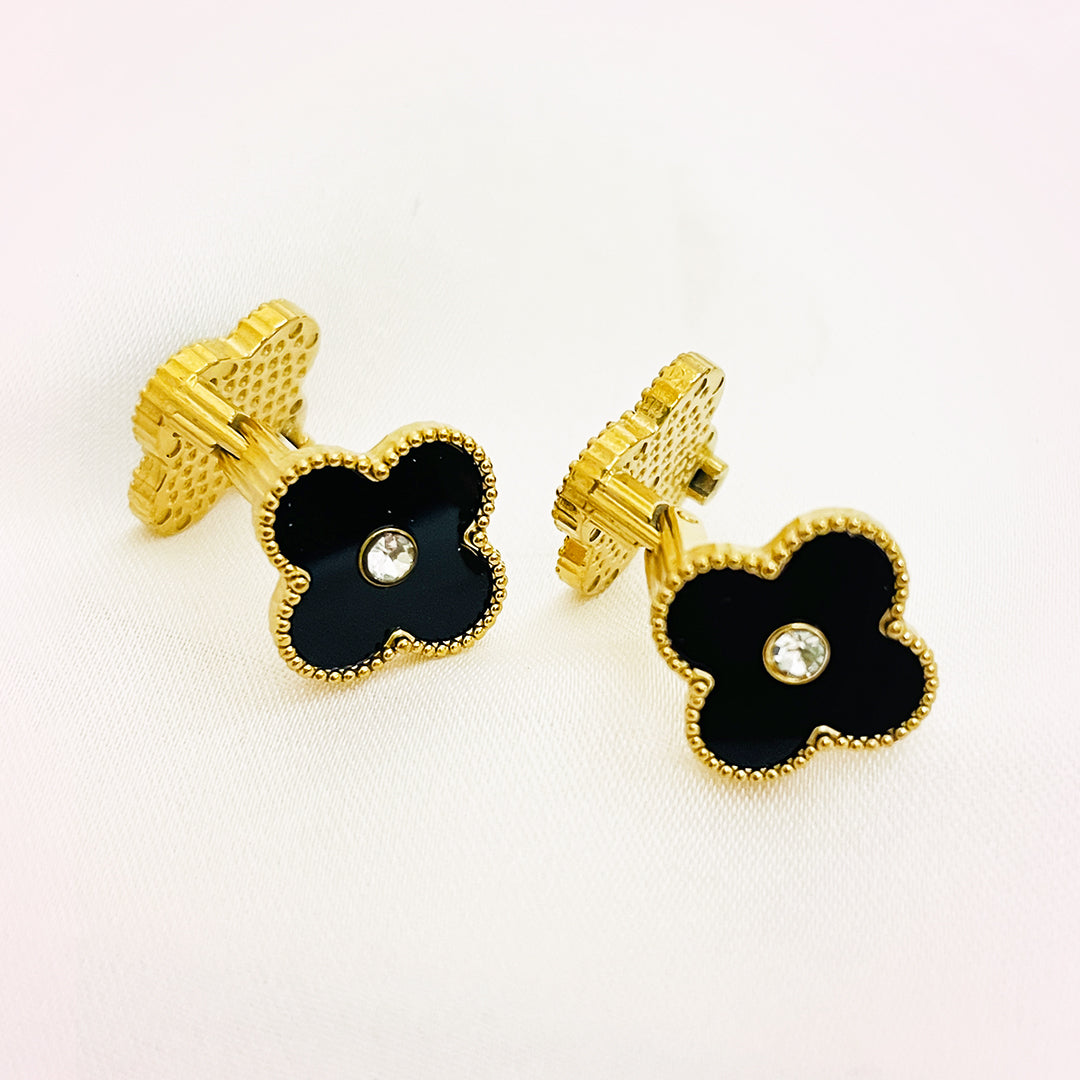 Ismeria Double Sided Clover Stainless Steel Stud – 18K Gold Plated