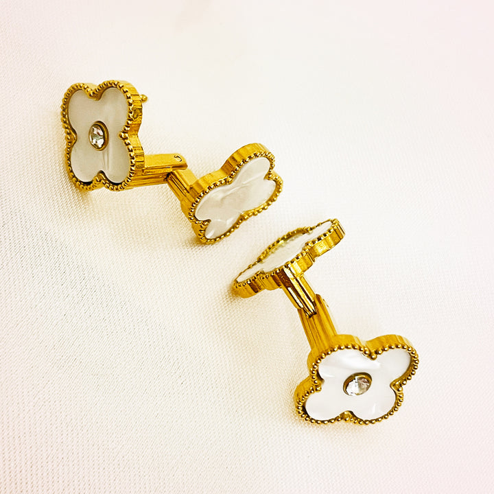 Ismeria Double Sided Clover Stainless Steel Stud – 18K Gold Plated