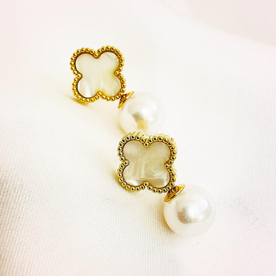 Arielle Clover Stainless Steel Earrings – 18K Gold Plated