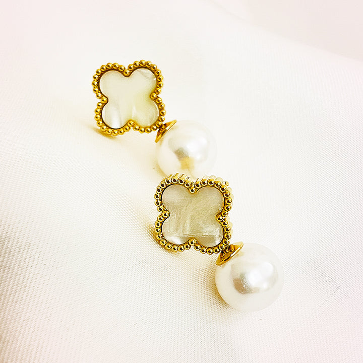 Arielle Clover Stainless Steel Earrings – 18K Gold Plated