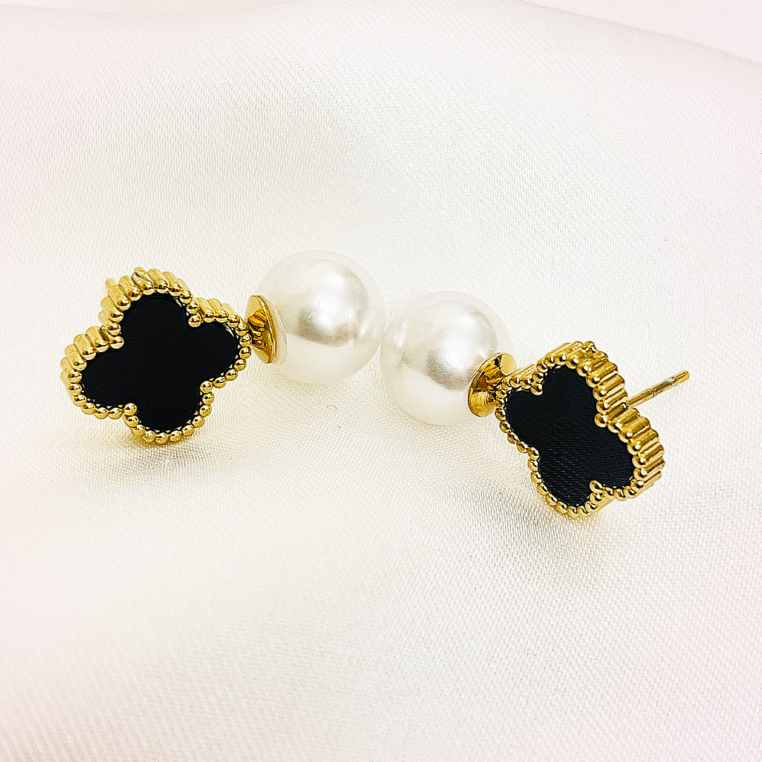 Arielle Clover Stainless Steel Earrings – 18K Gold Plated