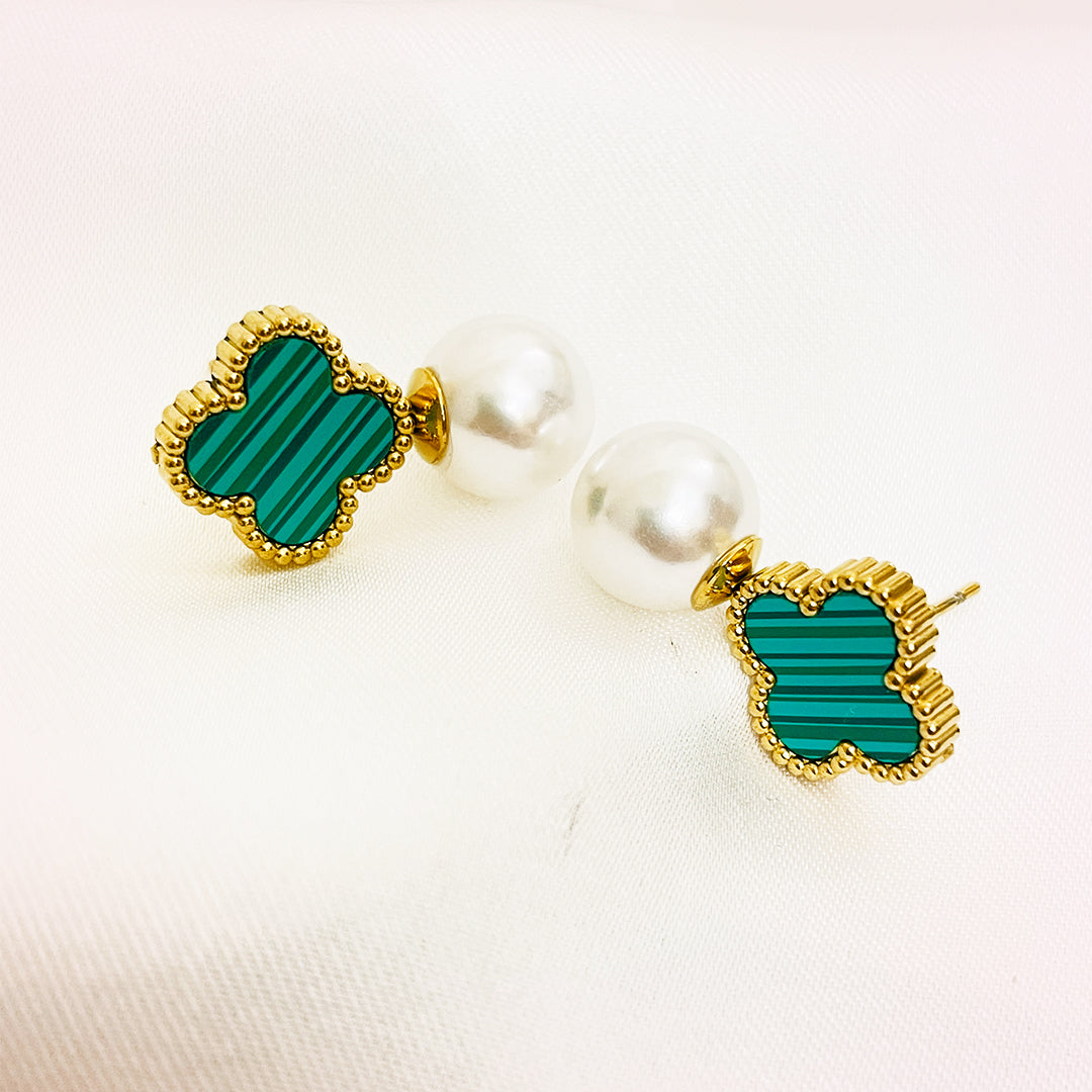 Arielle Clover Stainless Steel Earrings – 18K Gold Plated