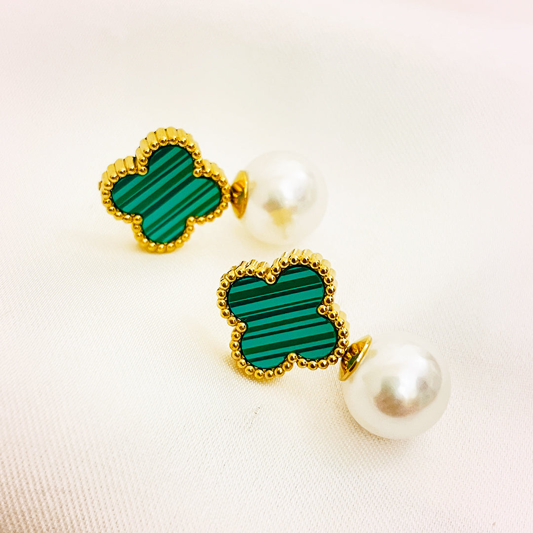 Arielle Clover Stainless Steel Earrings – 18K Gold Plated