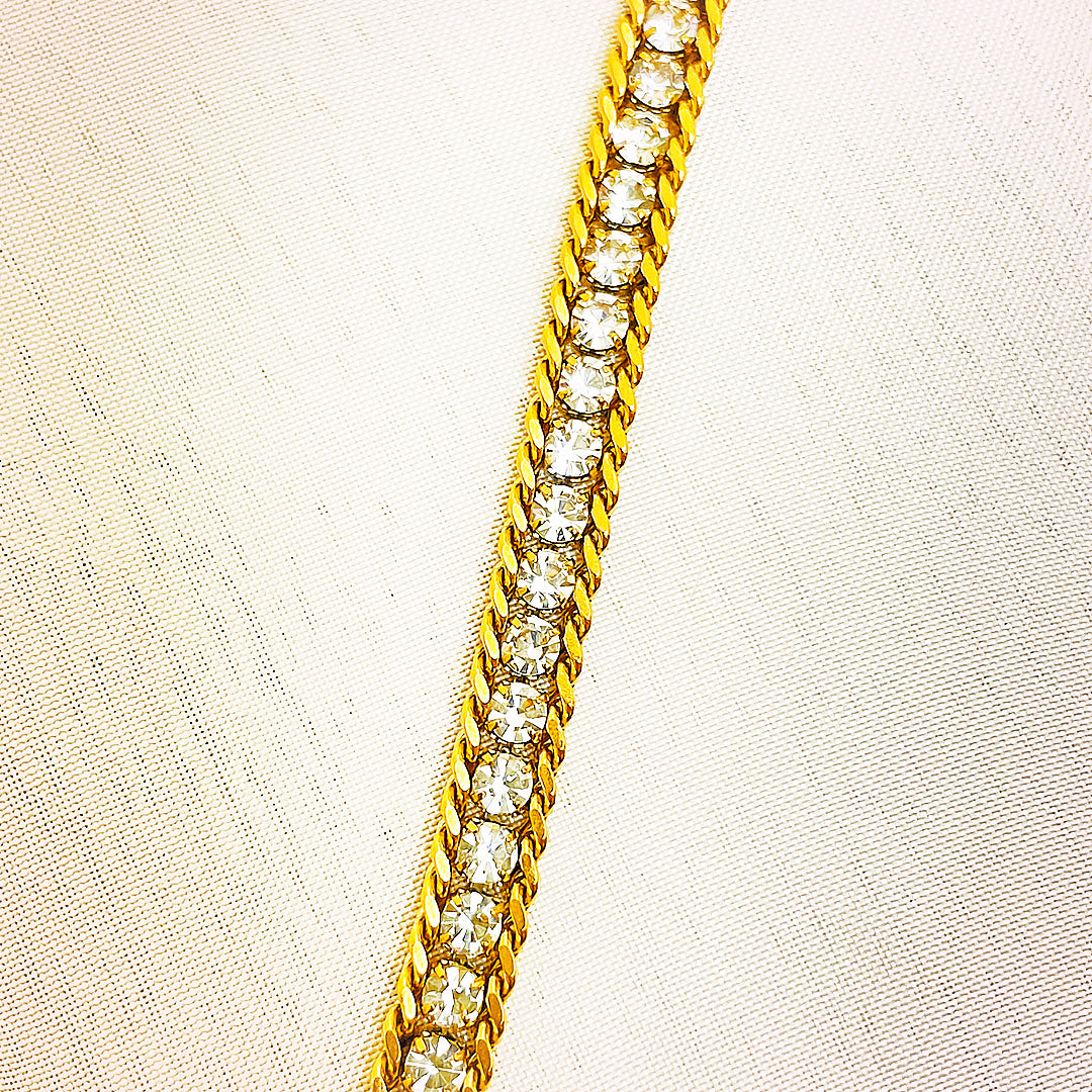 Arlina Crystal Tennis Stainless Steel Bracelet – 18K Gold Plated