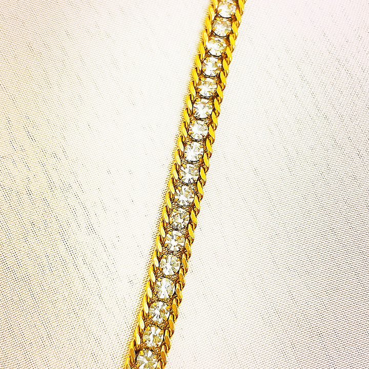 Arlina Crystal Tennis Stainless Steel Bracelet – 18K Gold Plated