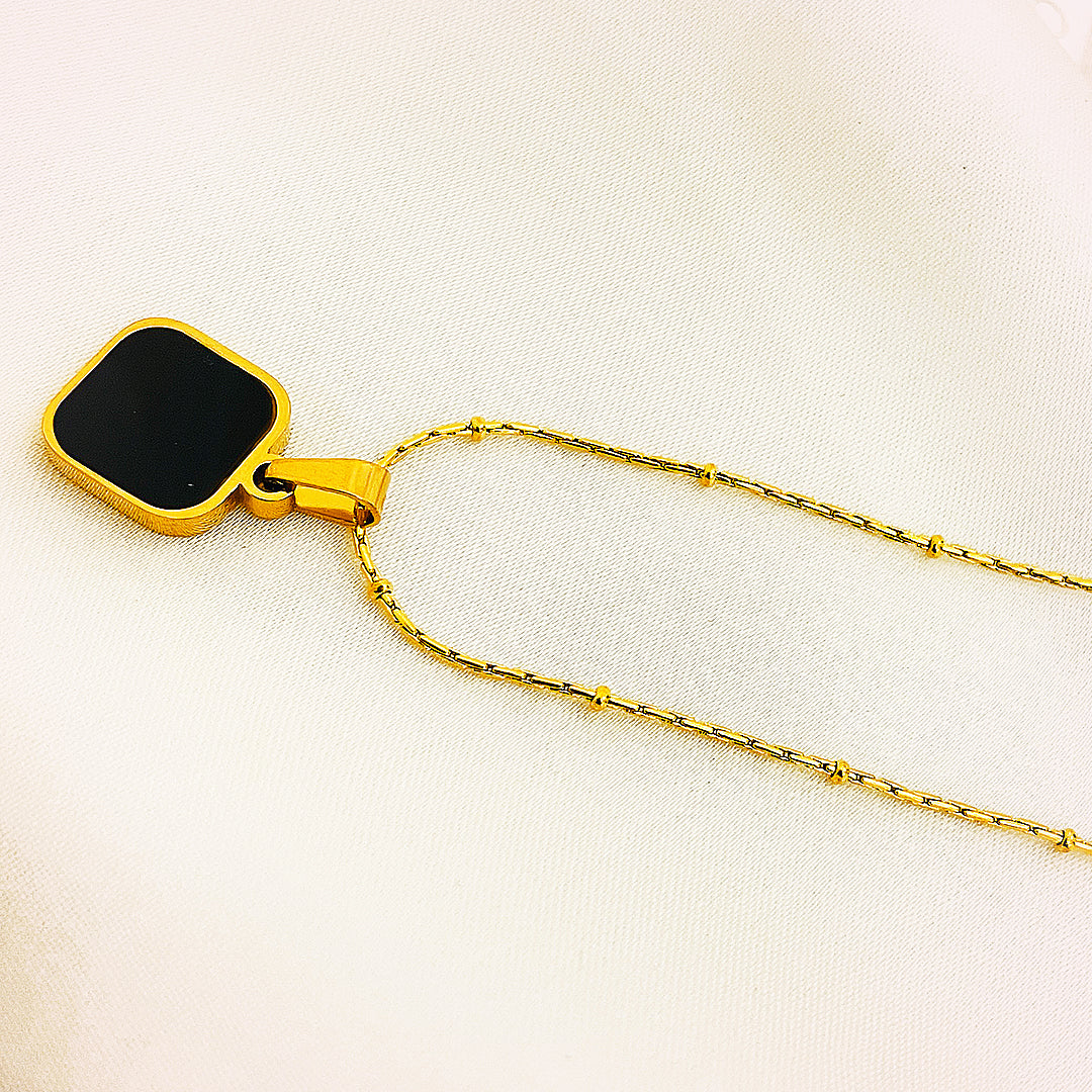 Leontine Pendant Dual Sided Stainless Steel Necklace – 18K Gold Plated